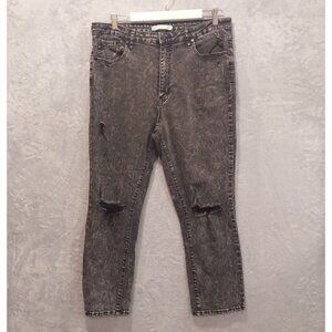 KANCAN Womens Estillo Distressed ankle Slim Black Denim Jeans Size 32 35x25